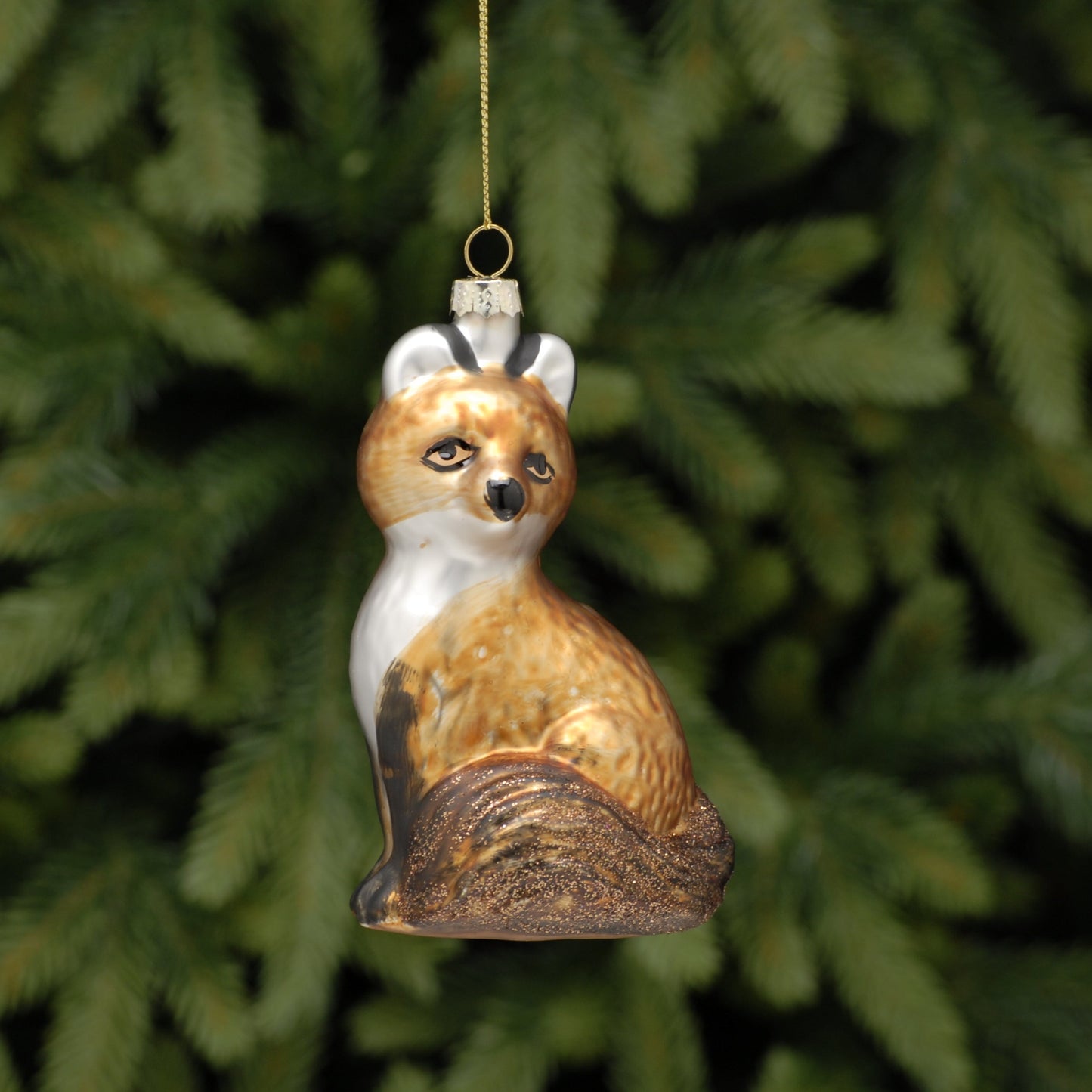 Glass Fox Hanging Christmas Bauble Decoration