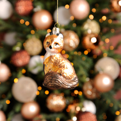 Glass Fox Hanging Christmas Bauble Decoration