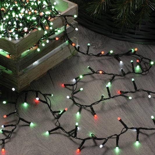 Festive 760 Red White And Green Glow Worm Christmas Lights