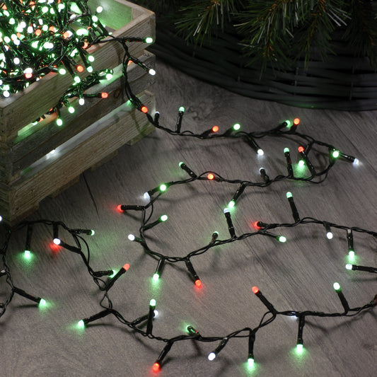 1000 Red White And Green Glow Worm Christmas Lights