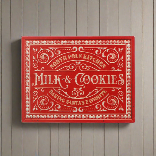 Christmas Milk & Cookies Christmas Wall Sign 60cm