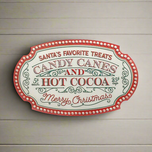 Candy Canes and Hot Cocoa Christmas Wall Sign