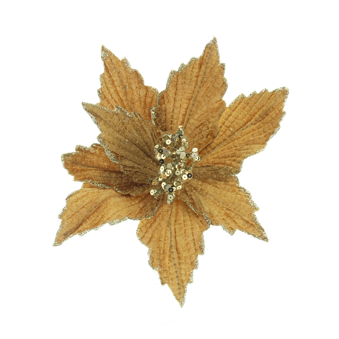 Gold Christmas Poinsettia Clip