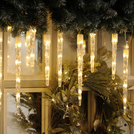 24 Colour Changing Christmas Icicle Lights - Warm White to White