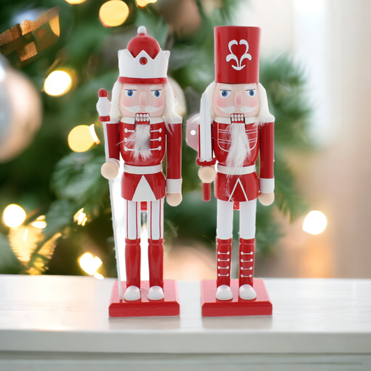 Red and White Nutcracker 31cm