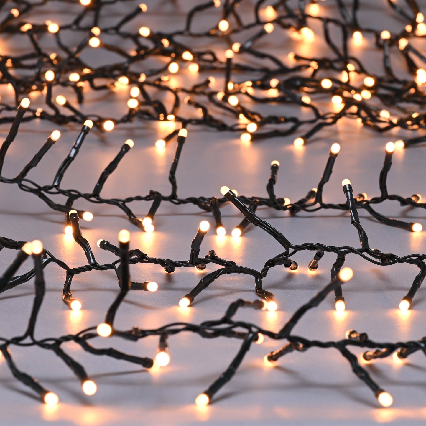 Festive 1000 Warm White Glow Worm Christmas Cluster Lights