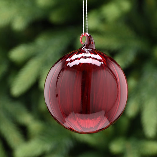 Translucent Red Glass Bauble 8cm