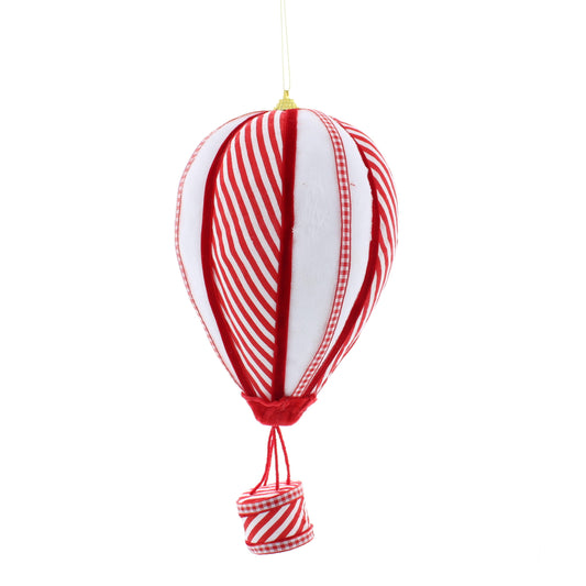 Candy Cane Stripe Hot Air Balloon Christmas Decoration 27cm