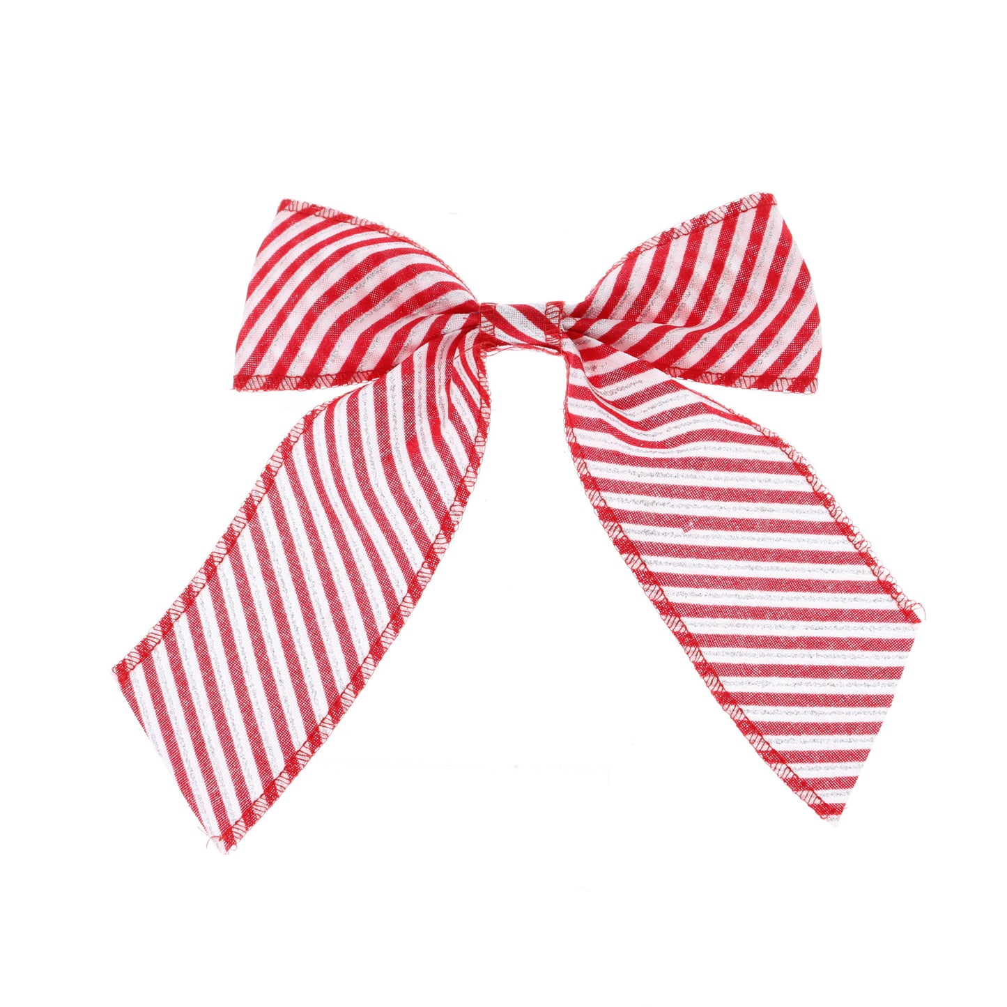 Red and White Fabric Stripe Bow 18cm