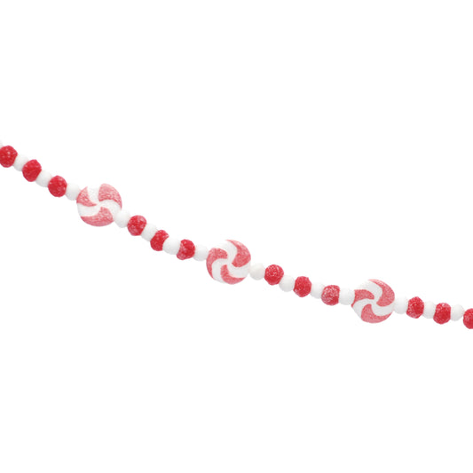 Red and White Candy Cane Christmas Garland Decoration 170cm