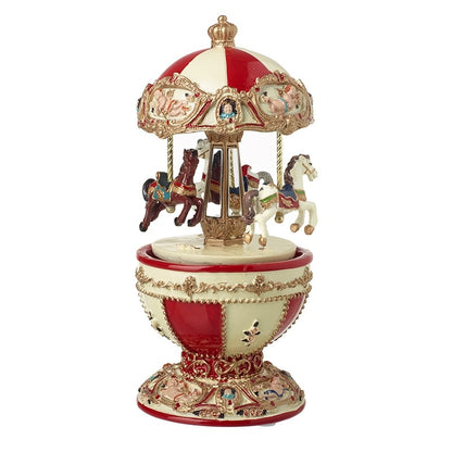 Egg Shape Christmas Merry Go Round Music Box