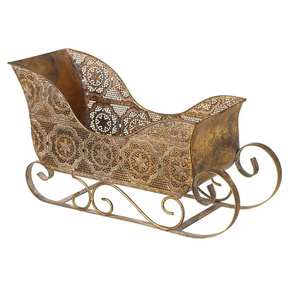 Vintage Style Gold Christmas Sleigh Decoration