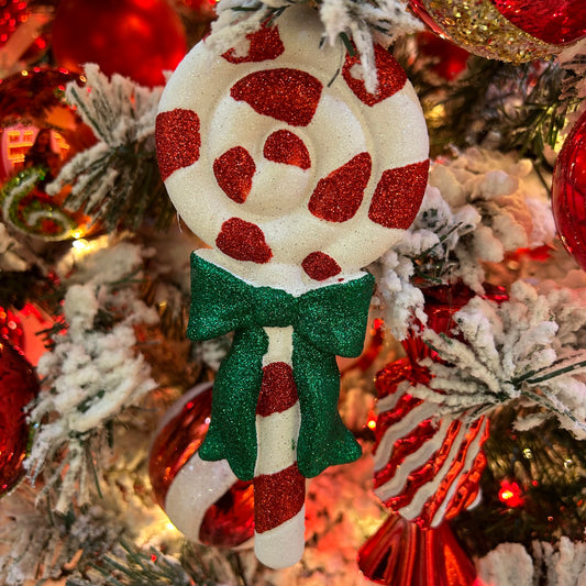 Candy Cane Lolly with Bow Hanging Decoration