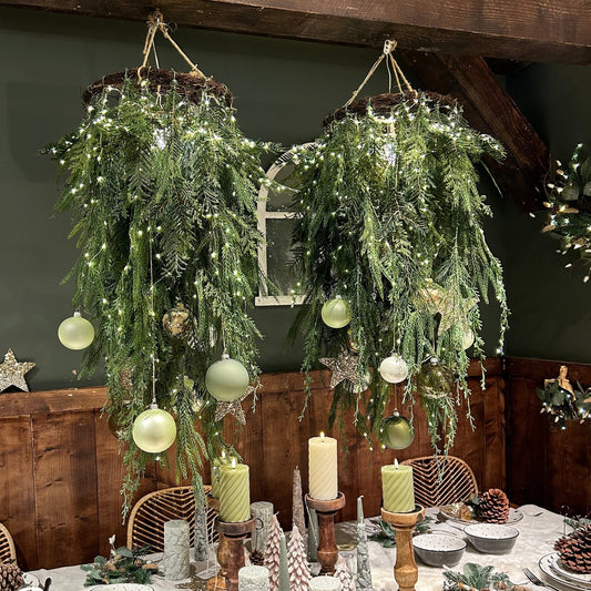 Mixed Green Foliage Hanging Christmas Wreath 70cm