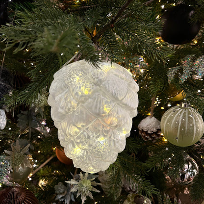 Lumineo Micro LED 21cm Frosted Pinecone Decoration