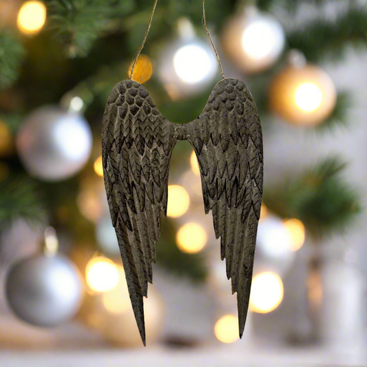 Large Metal Angel Wings Christmas Hanging Decoration