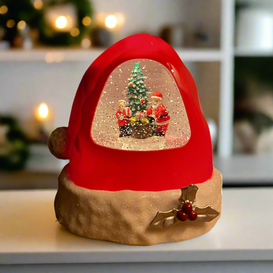 Santa Hat Snow Globe Water Spinner