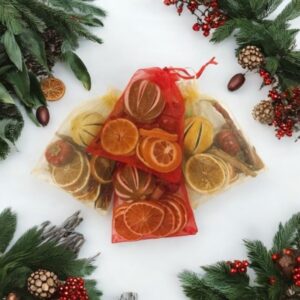 Festive Fruits and Cones Organza Bag