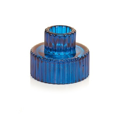 Blue Glass Christmas Candle Holder