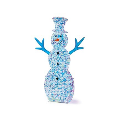 Picture image of an iridescent lit snowman with top hat.