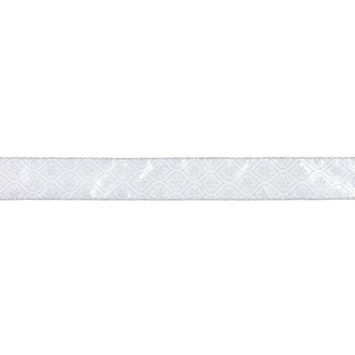 Silver and White Pattern Ribbon 5m
