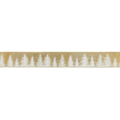 Silver and Gold Tree Design Ribbon 5m