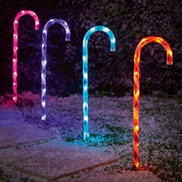Set of 4 Rainbow Candy Cane Path Lights
