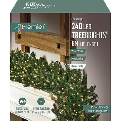 Premier 240 Warm White Treebrights Christmas String Lights