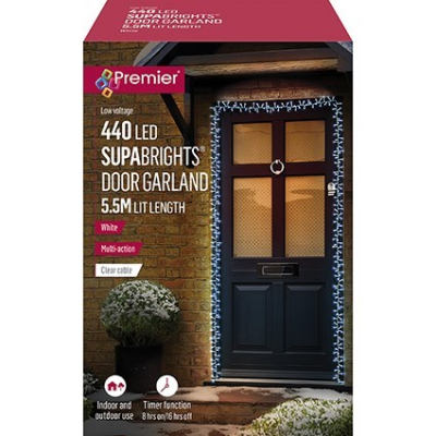 Premier White LED Supabrights Door Garland 5.5m