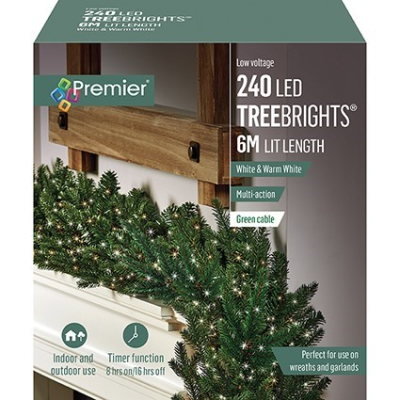 Premier 240 White & Warm White Treebrights Christmas String Lights