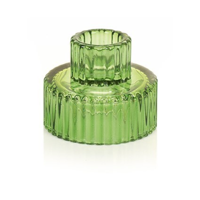 Green Glass Christmas Candle Holder