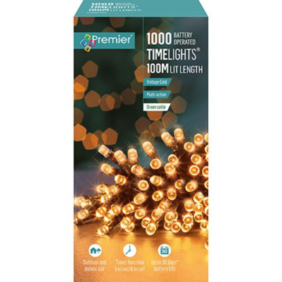 Premier 1000 Vintage Gold Timelights Battery Operated String Lights