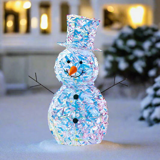 Iridescent Light Up Christmas Snowman Display Decoration