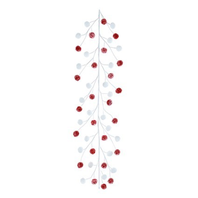 Red and White Frosted Pom Pom Christmas Garland