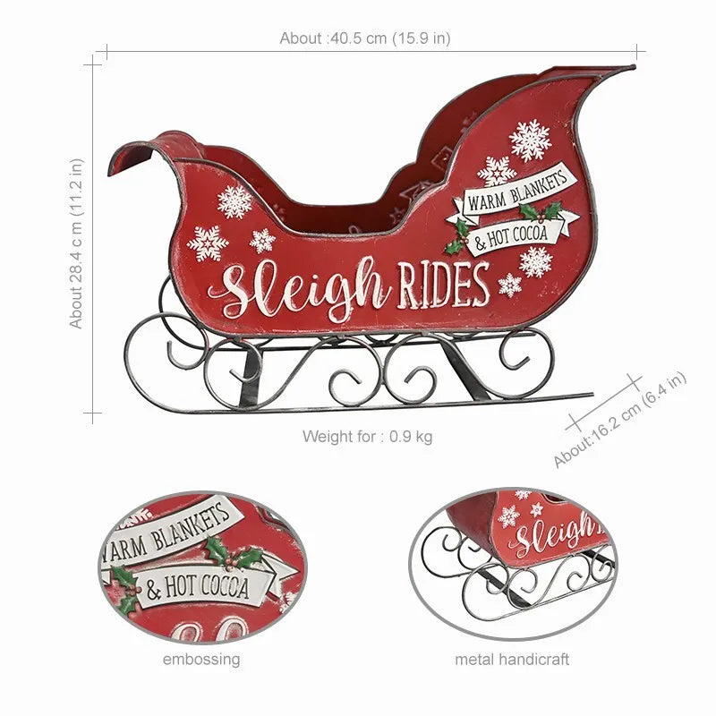 Vintage Style Metal Santa Sleigh