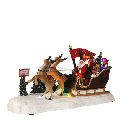 Luville Christmas Santa and Sleigh LED Lit Animated Decoration