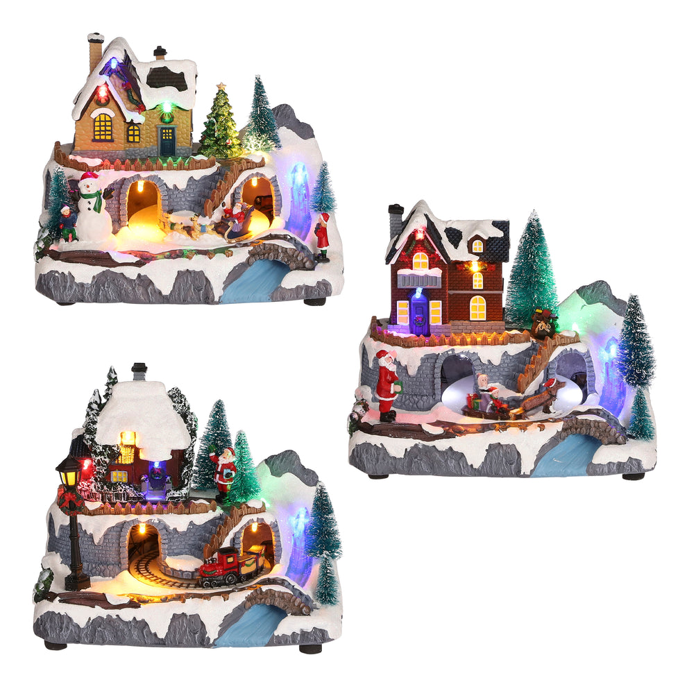 Luville Christmas Village Mountain Scene Animated Decoration Love