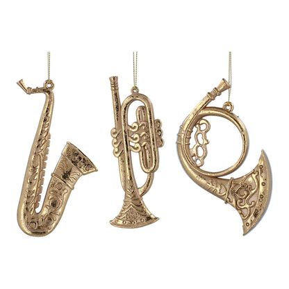 Set of 3 Gold Instruments Christmas Tree Decorations