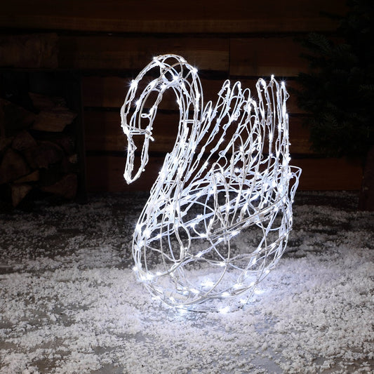 White Wire Frame Christmas Swan 60cm