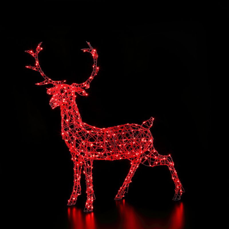 Noma Colour Changeable White Wicker Christmas Stag 1.4m