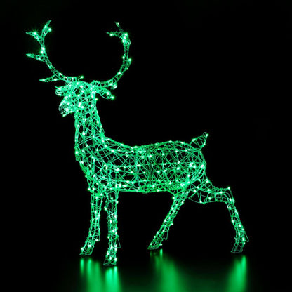 Noma Colour Changeable White Wicker Christmas Stag 1.4m