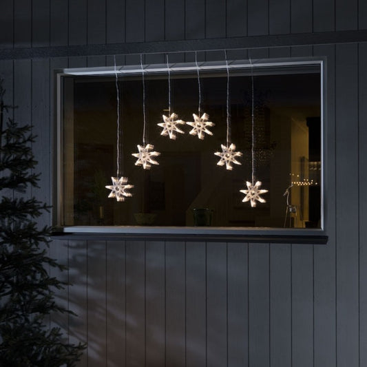 Konstsmide 6 Warm White Acrylic Star Curtain Lights