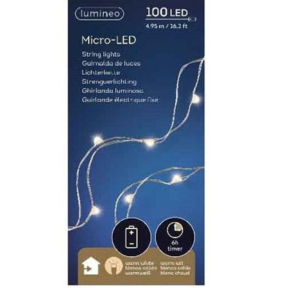 100 Warm White Pin Wire Lights Battery Operated