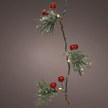 10 Red Berry Foliage Micro LED Battery Operated Lights