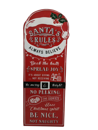 Santa Rules Hanging Wall Sign 68cm