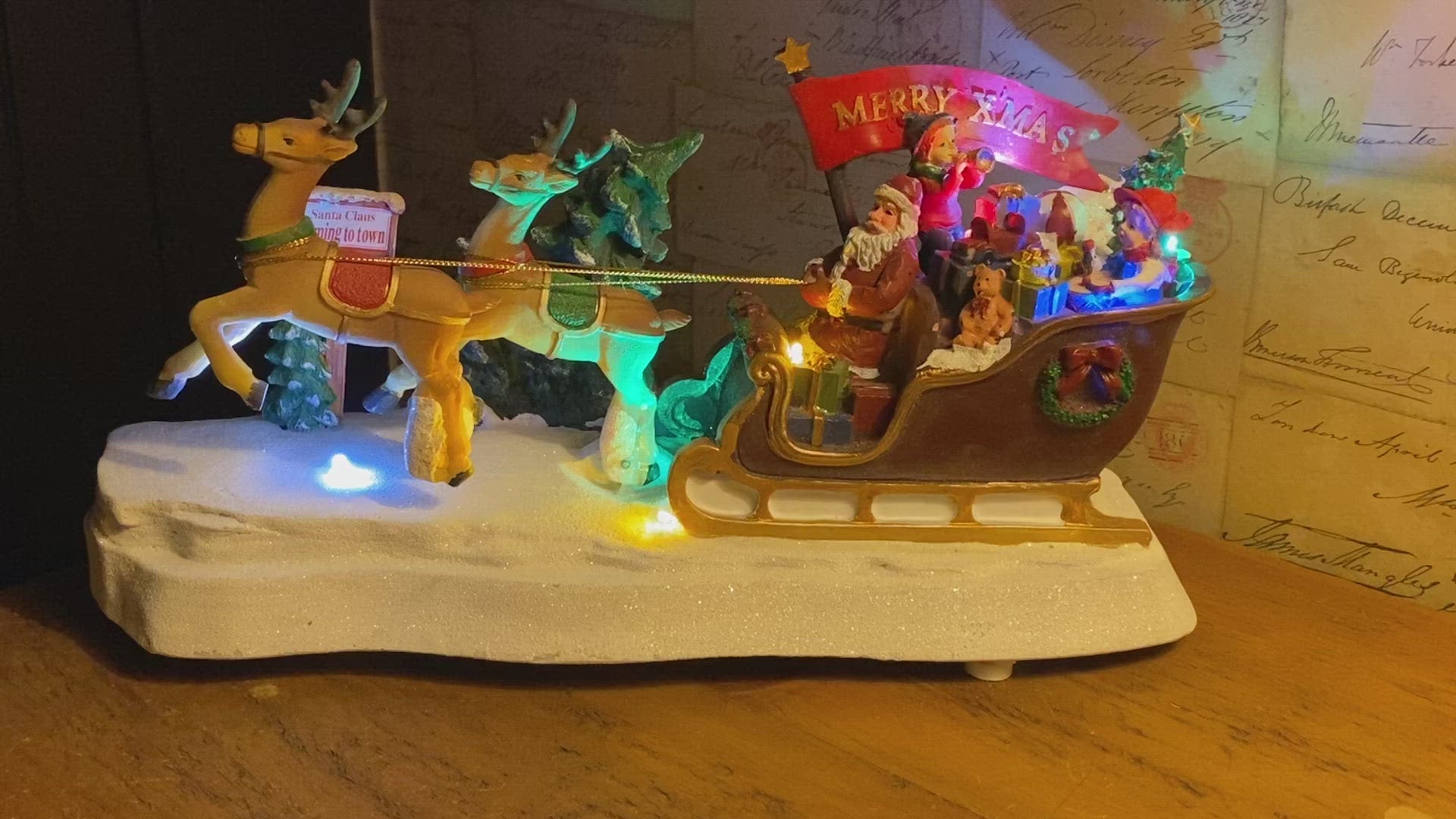 Luville Christmas Santa and Sleigh LED Lit Animated Decoration Love