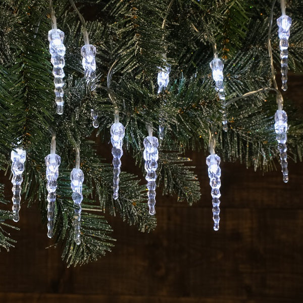 Noma 20 White Icicle Drop Lights Battery Operated