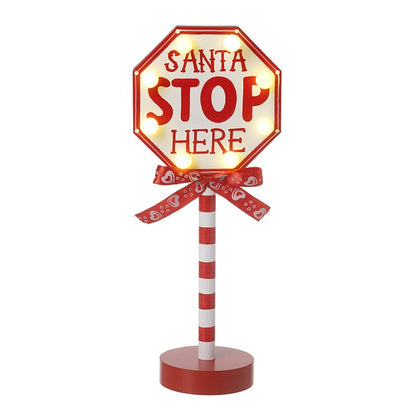 Santa Stop Here Light Up Christmas Sign