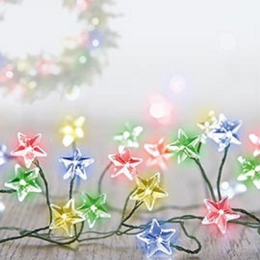 Premier 80 Microbrights Multi Coloured Star Christmas Cluster Lights