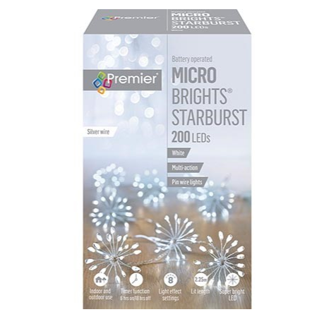 Premier 10 White Starburst Christmas String Lights